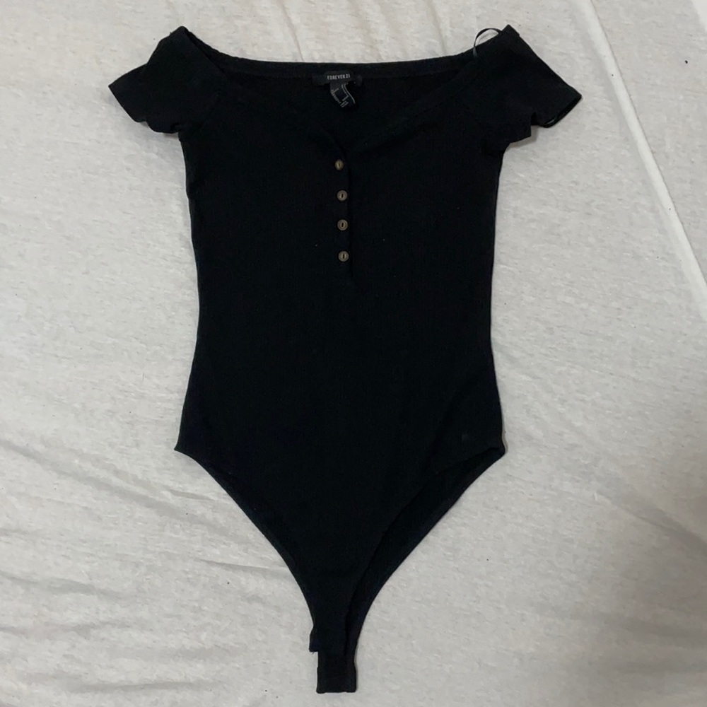 Forever 21 Black Off The Shoulder Bodysuit